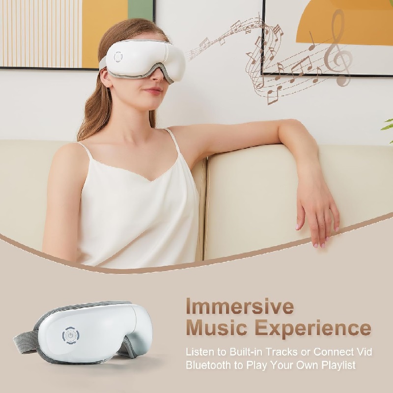 Multifunctional Eye Massager with Heat, Bluetooth Music, and Airbag Eye Care Device, Relieves Migraines and Eye Strain, Improves Dry Eyes, and Aids Sleep