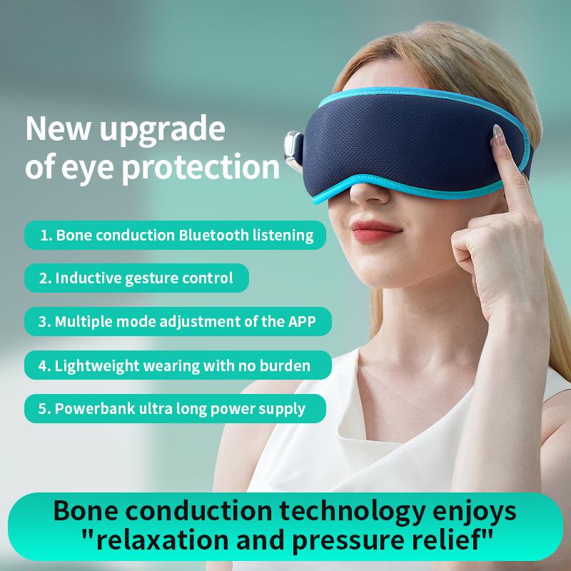 The intelligent Bluetooth-connected eye massager with music playback, heating, and vibration features, controlled via a mobile app