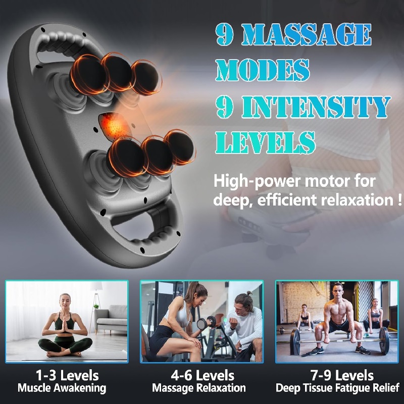 Six-head high-frequency fascia gun, suitable for deep massage of the waist, legs, shoulders, and calves