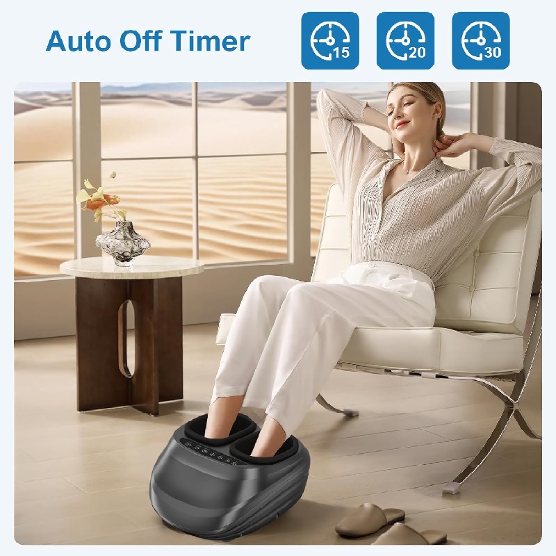 Foot Therapy Machine Leg Massager Electric Heating Kneading Foot Acupoint Massager English Voice Control Operation