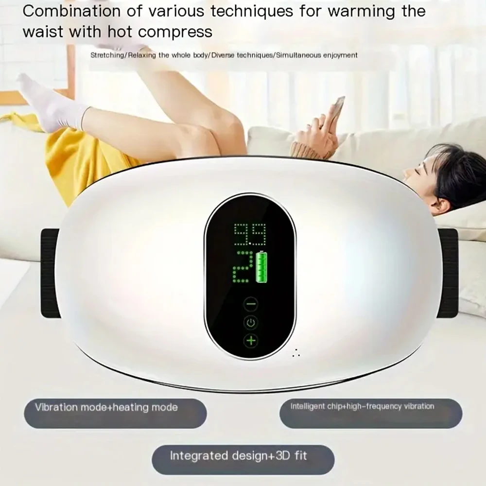 Waist and Abdomen Massager USB Rechargeable Heating Belt Full-body Vibration Massager Back and Waist Relief Female Fitness Gift