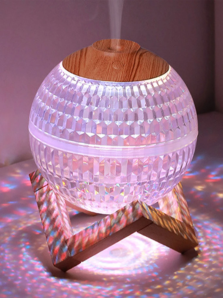 Crystal Ball Aromatherapy Diffuser 350ml Water Tank with Colorful Night Light Essential Oil Diffuser 2.2W 450mA Lasts Up To 6H