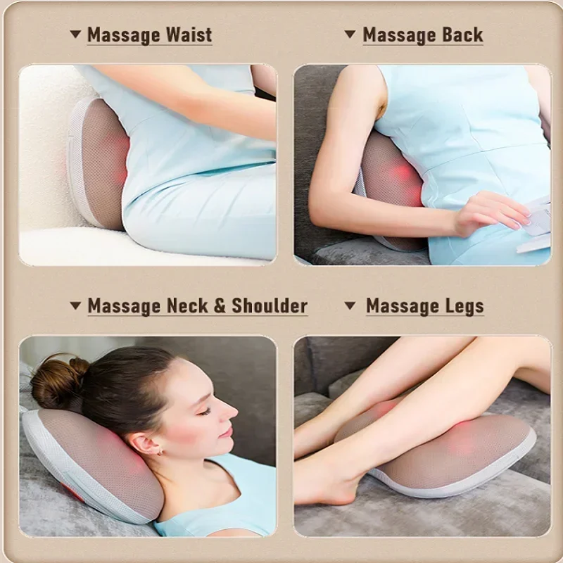 Electric Smart Neck Massager, New 3D Infrared Therapy Massage Pillow, Full Body Head and Back Shiatsu Massager