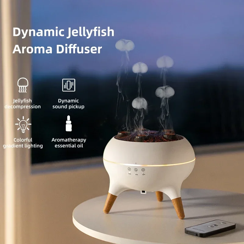 Xiaomi Youpin Dynamic Jellyfish Essential Oil Diffusers 250ML Air Humidifier for Home Bedroom Large Room 7 Colorful Night Lights